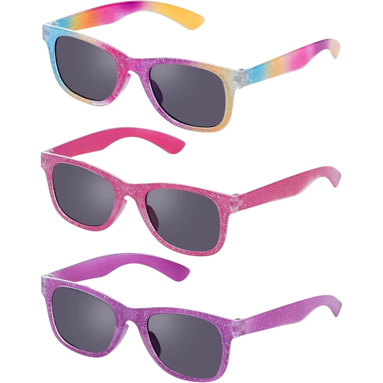 3 Pack Princess Glitter Sunglasses for Toddler Girls - Cute UV 400 Protection Kids GlassesGift