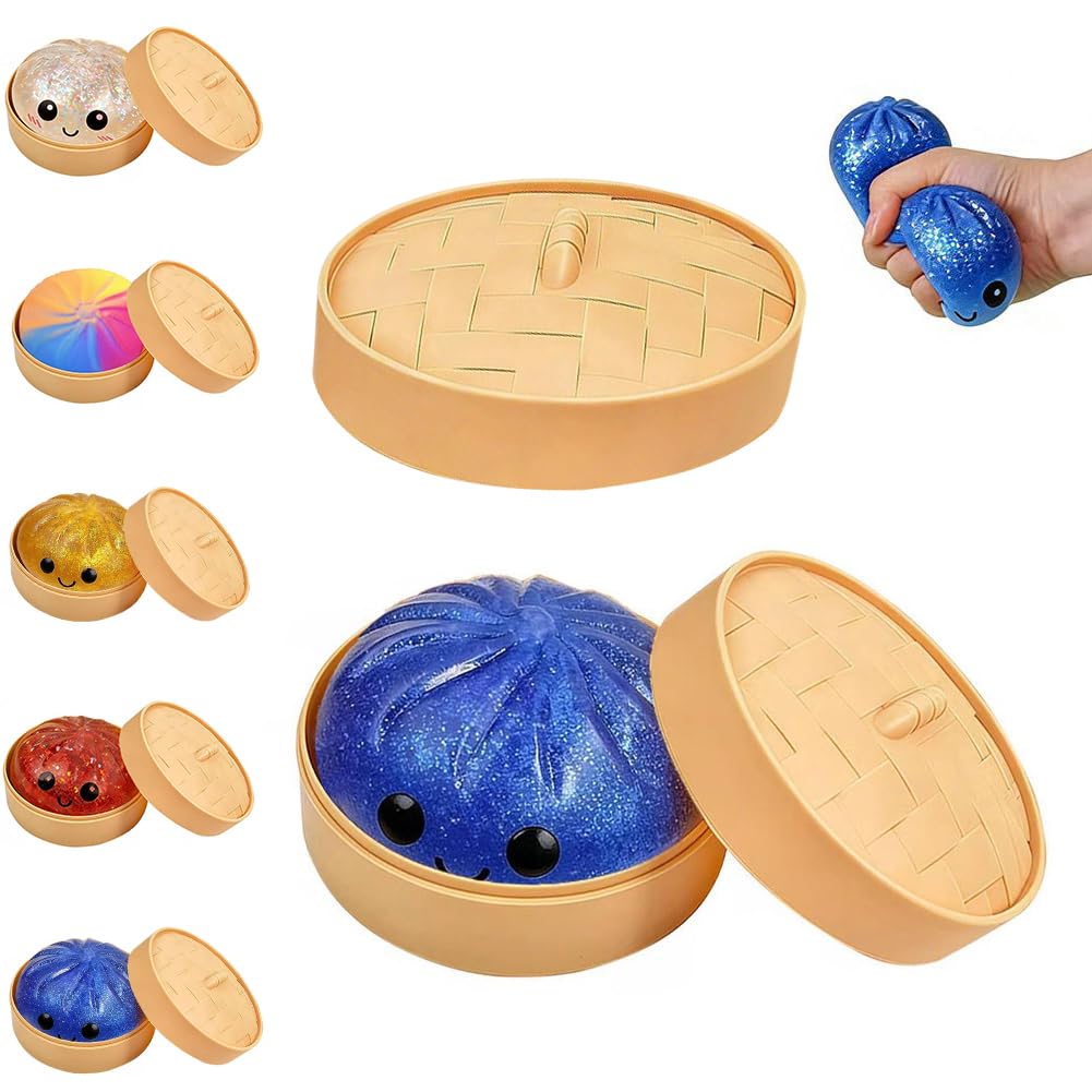 Crystal Slime Dumpling Squishies - Glitter Dumpling Stress Balls, Fidget Sensory Toy, Easter Basket Stuffers, Stocking Stuffers