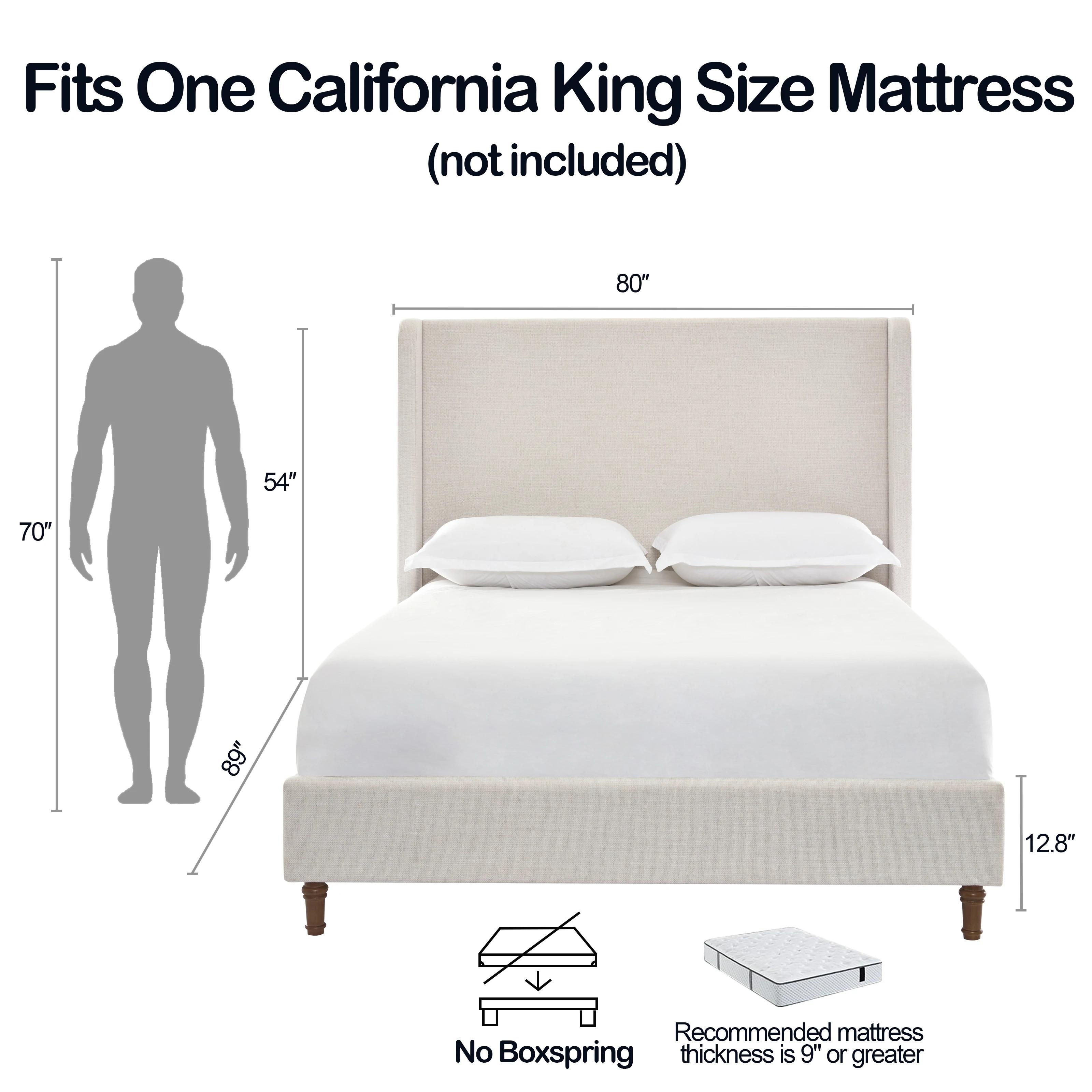 King Size Adjustable Upholstered Woven Fabric Metal Bed Frame with Framed 54" Tall Curved Wings Headboard - Minimalist Decluttering Design, Silent Structure, Durable Build, No Box Spring Needed, Assembly Required, No Fire Safety Label for Modern Bedroom,, King Size Adjustable Upholstered Woven Fabric Metal Bed Frame with Framed 54" Tall Curved Wings Headboard - Minimalist Decluttering Design, Silent Structure, Durable Build, No Box Spring Needed, Assembly Required, No Fire Safety Label for Modern Bedroom,,