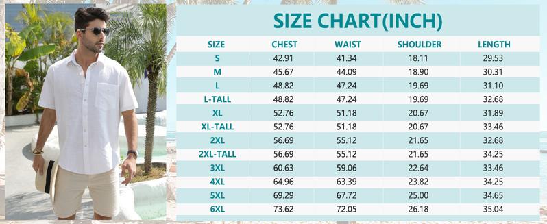 2-PACK Alimens&Gentle Men's Cotton Linen Short Sleeve Shirts Casual Lightweight Button Down Shirts Vacation Beach Summer Tops with Pocket