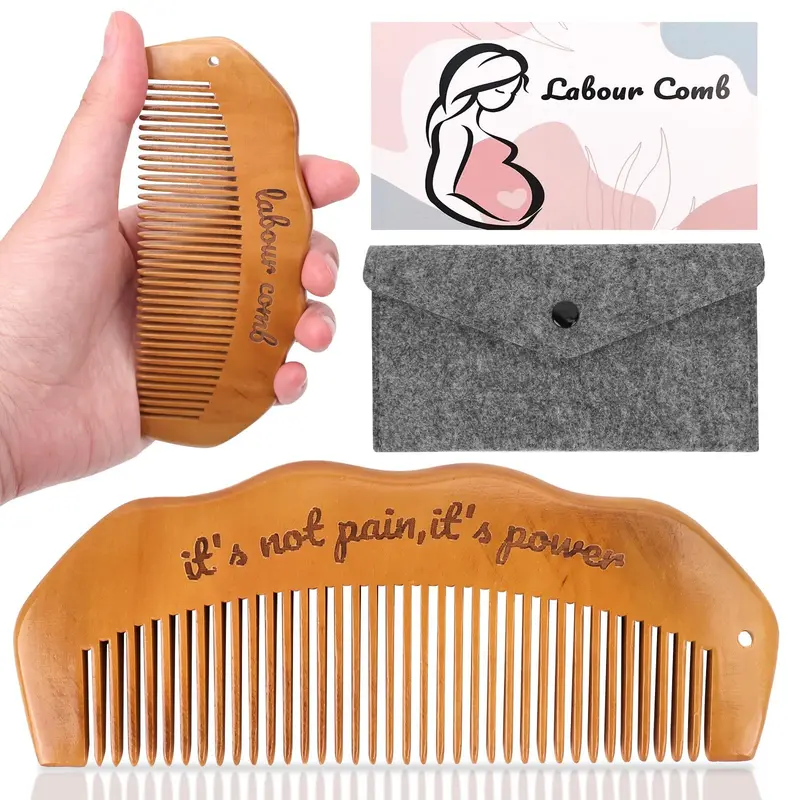 Wooden Birth Comb for Natural Delivery, Essential Labor Tool for Pregnant Mothers, Perfect Childbirth Gift for Stress Relief, Hair Styling Comb, Hair Detangling Comb, Comb Type