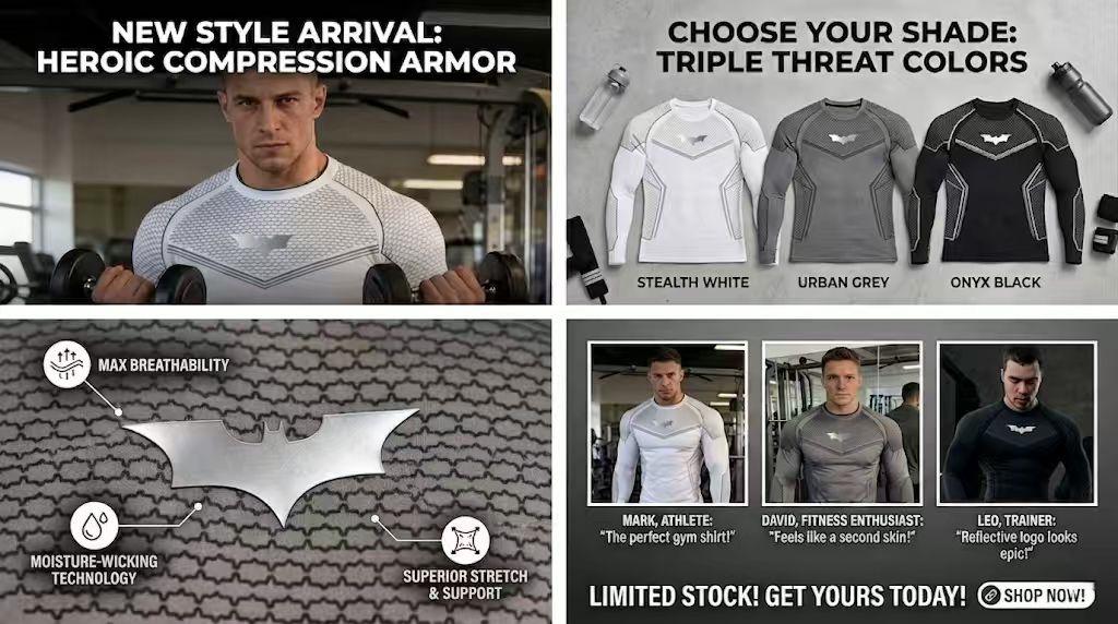 ウォーキング・ランニングウェア  x Batman Dark Grey M Men's Batman Sports Long Sleeve High Stretch Quick-Dry Fitness