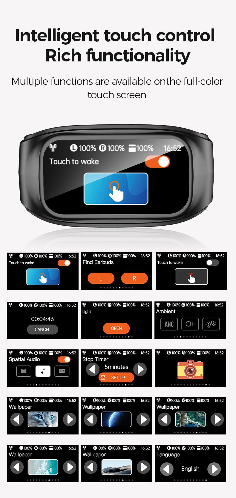 ERAZER XF35 Translation Earbuds Real Time,134 Languages Translator Earbuds Open-Ear Wireless Headphone, With Audio-Visual Future Touch Screen Translating Device for Audifonos Traductores Inglés Español Free APP Fit IOS & Android