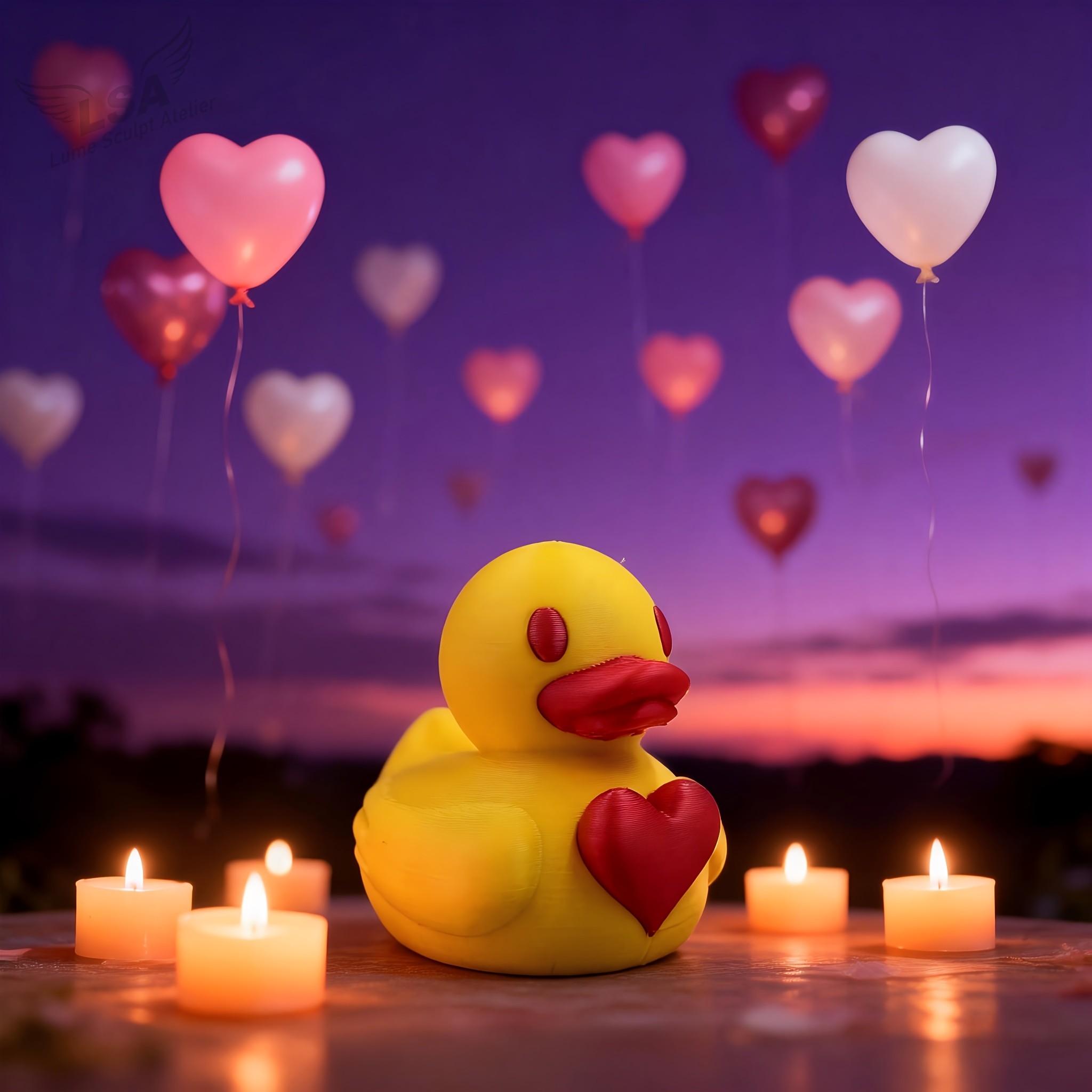 Love Heart Duck Figurine, Romantic Style Collectible Handmade Decor, Creative Art Display Piece for Home Office Desk Decoration