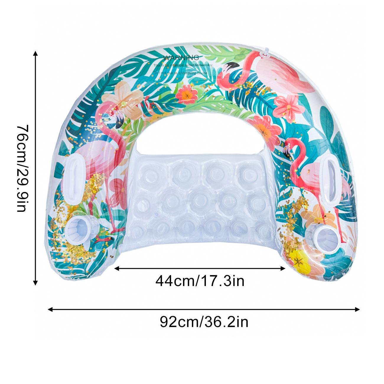 Inflatable Pool Float Pad with Vibrant Flamingo and Rainbow Design, Perfect for Summer Water Activities, Relaxing Pool Accessory