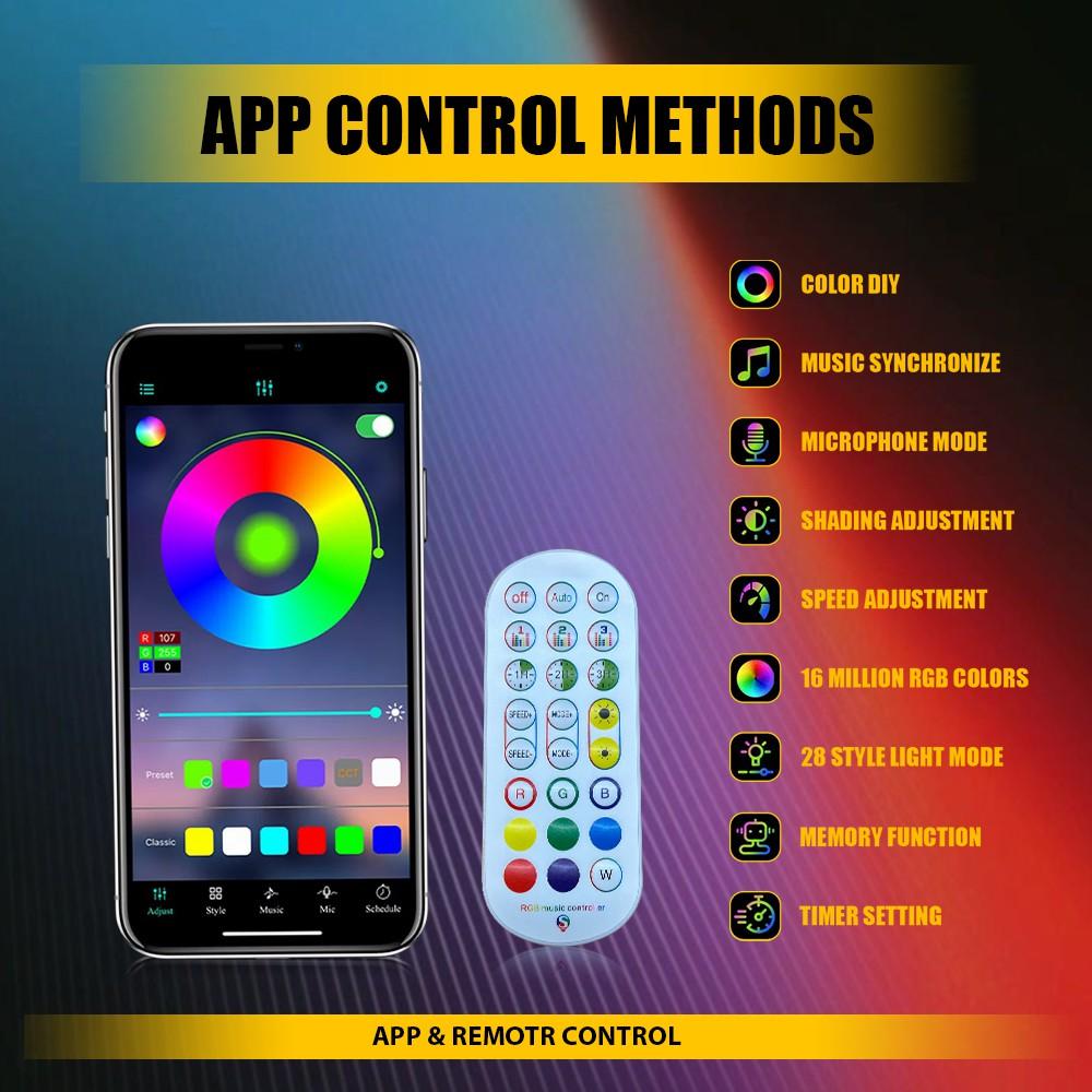 LED Neon Light Trim Glow Optic Fiber Strip Car Interior Ambient Lighting-Kit-APP LED Neon Light Trim Glow Optic Fiber Strip Car Interior Ambient Lighting-Kit-APP