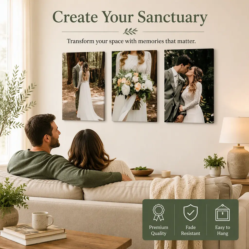 3 Piece Custom Canvas Wall Art Set, Personalized Photo Prints, Family Picture Decor, Unique Gift for Couples, Bedroom Living Room Decoration life