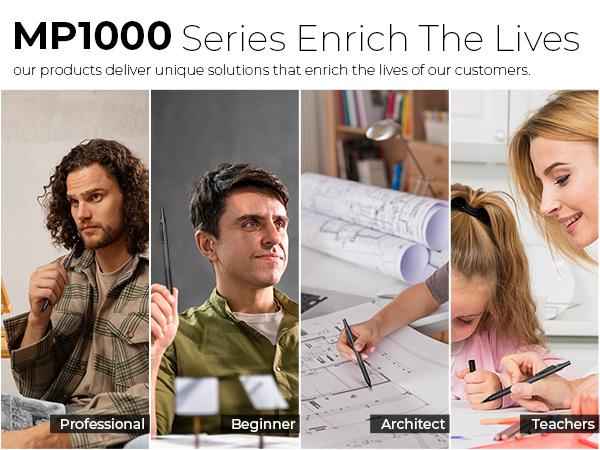 Nicpro 6Pack Black Metal Mechanical Pencils Set in Leather Case, Art Drafting Pencil 0.5, 0.7, 0.9 mm, 2mm Lead Pencil Holders with 16 Tube (6B 4B 2B HB 2H 4H Colors)Lead Refills