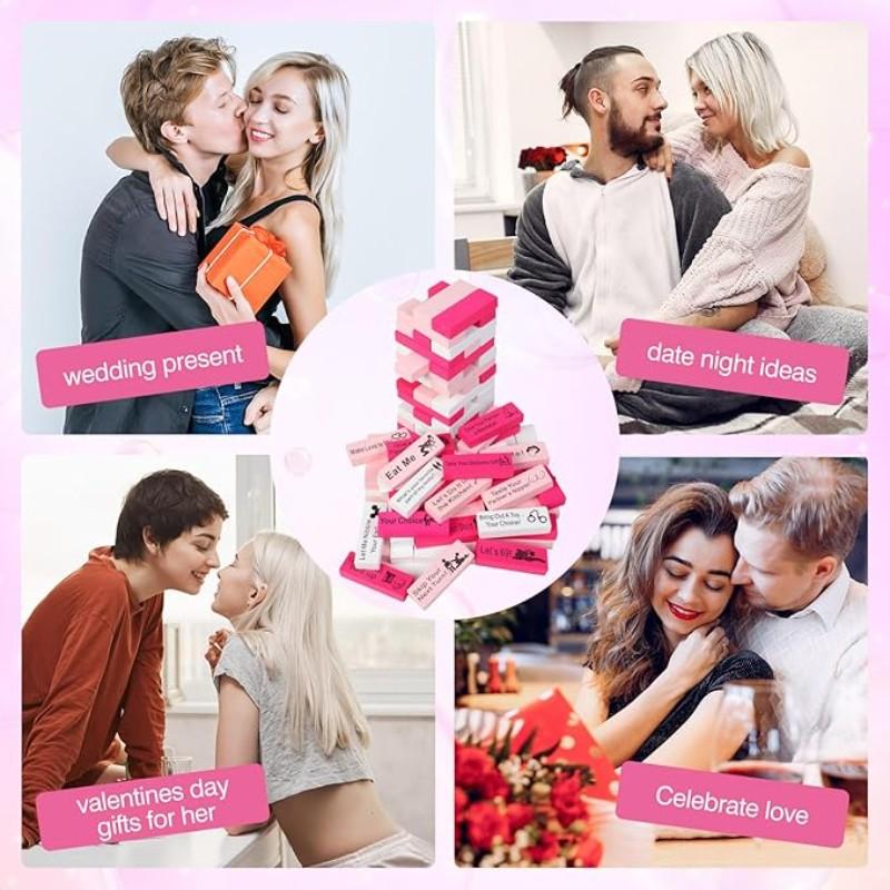 48 Piece Block Tower Jenga Game, Colorful Couple Dating Blocks, Romantic Date Night Challenge, Perfect Valentine's Day Gift