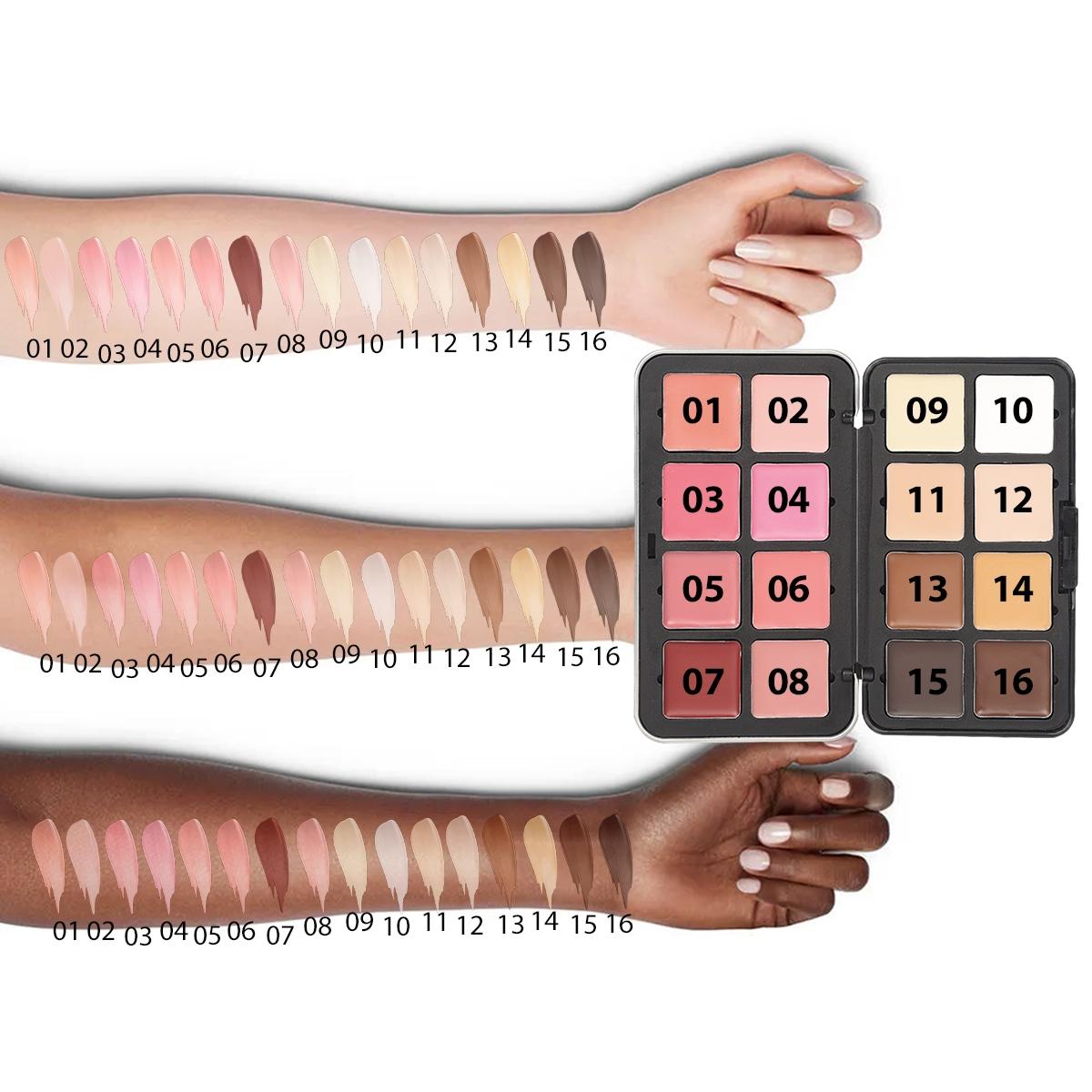 16 Color Concealer Contour Highlighter Blush Palette Moisturizing Non Sticky For Correction Natural Look Easy To Apply
