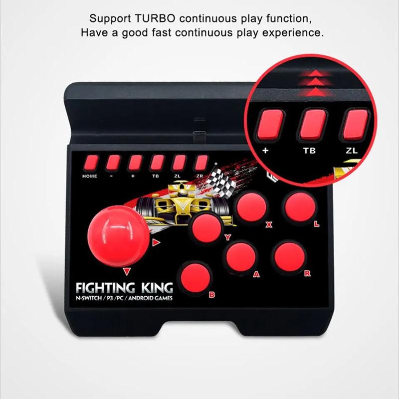 GAMINJA 4 in 1 Retro Arcade Joystick, Charging Station Turbo Fighting Stick Game Controller, Wired Rocker for PS3/Switch/PC/Android Games Console