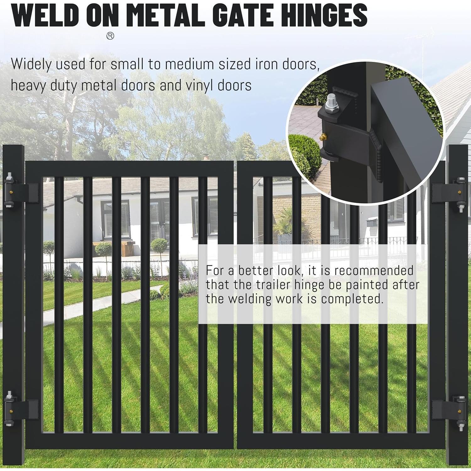 Weld Trailer Hinges, Heavy Duty Dump Trailer Metal Gate Hinges with Zerk Fitting, Strap Style Short Leaf Gate Hinges (4 Pack) Weld Trailer Hinges, Heavy Duty Dump Trailer Metal Gate Hinges with Zerk Fitting, Strap Style Short Leaf Gate Hinges (4 Pack)