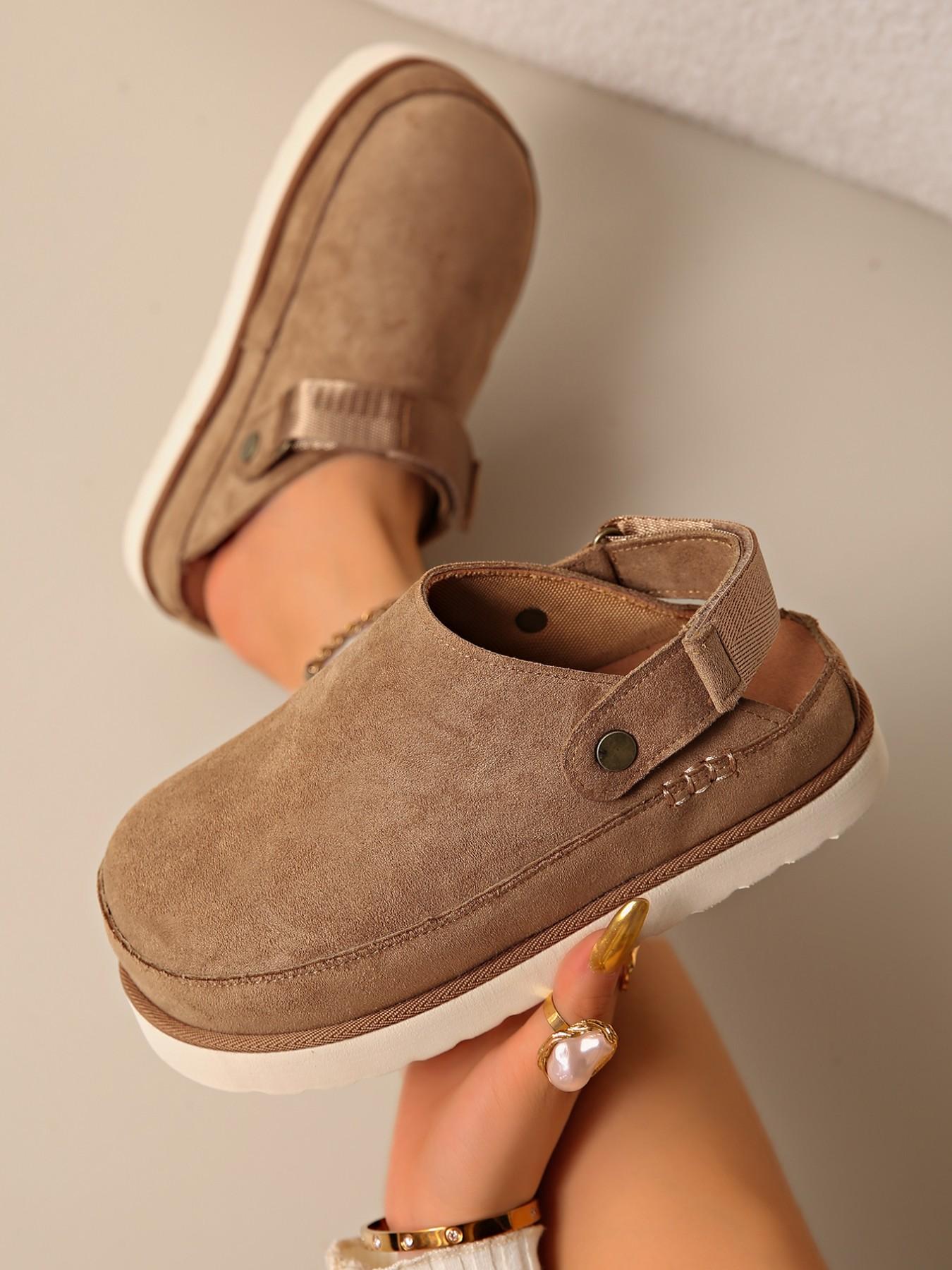 Vintage Thick Sole Slip-On Flat Mules, Thick Soled Mules, Casual Plain Fabric Slippers, Rubber Sole, All Seasons, Less Than Ankle Height, Outer Wear Half Sandals