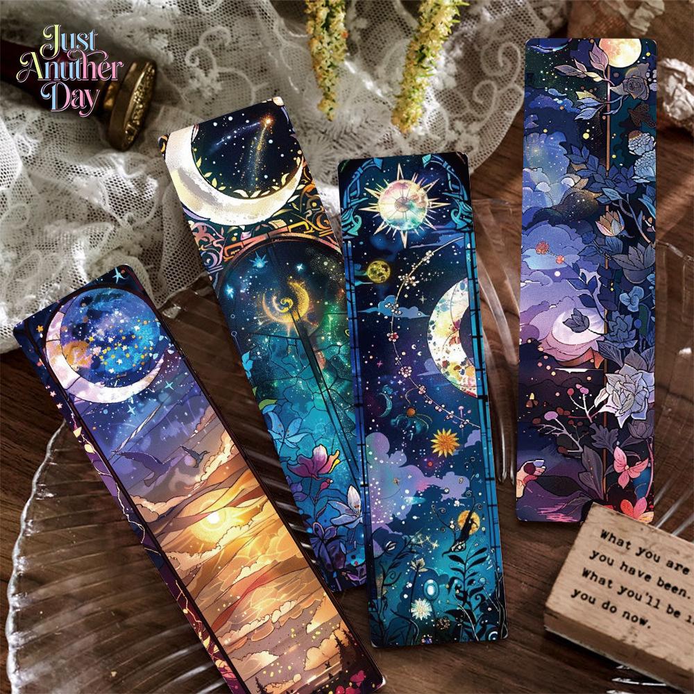 24PCS Stained Glass Style Art Bookmarks, Celestial & Floral Paper Bookmarks for Students, Colorful Decorative Cards for Novels, Textbooks, Reading Markers & Gifts