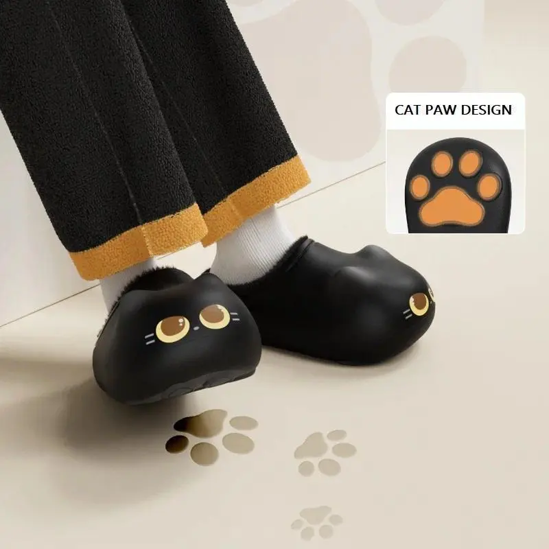 2026 New hot item Kawaii kitty designer slippers women's bottom cat paw shoes winter warm waterproof mules clogs woman kitten home slipper adult