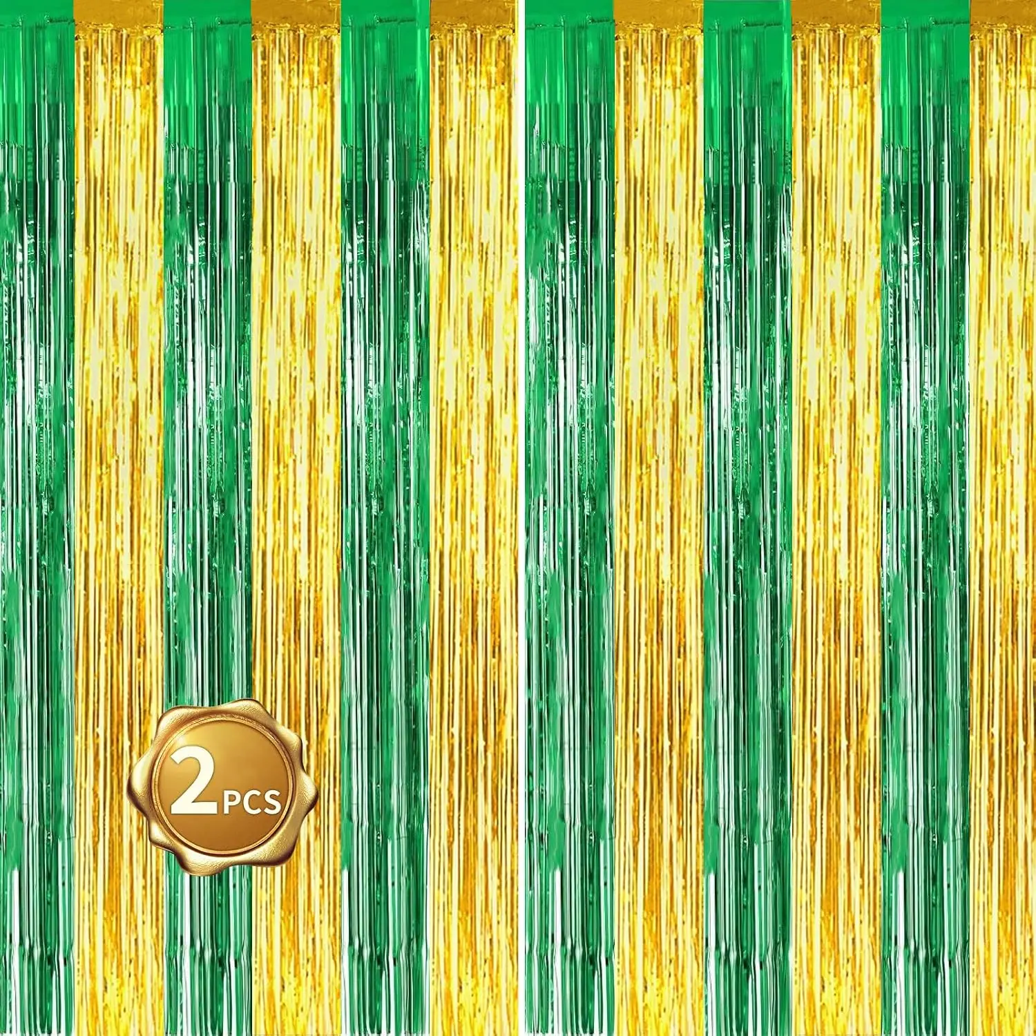 Black Orange Door Streamers Backdrop Foil Fringe Tinsel Party Streamers Curtains Photo Backdrop - 2 count for Birthday Graduation Halloween Party Decoations