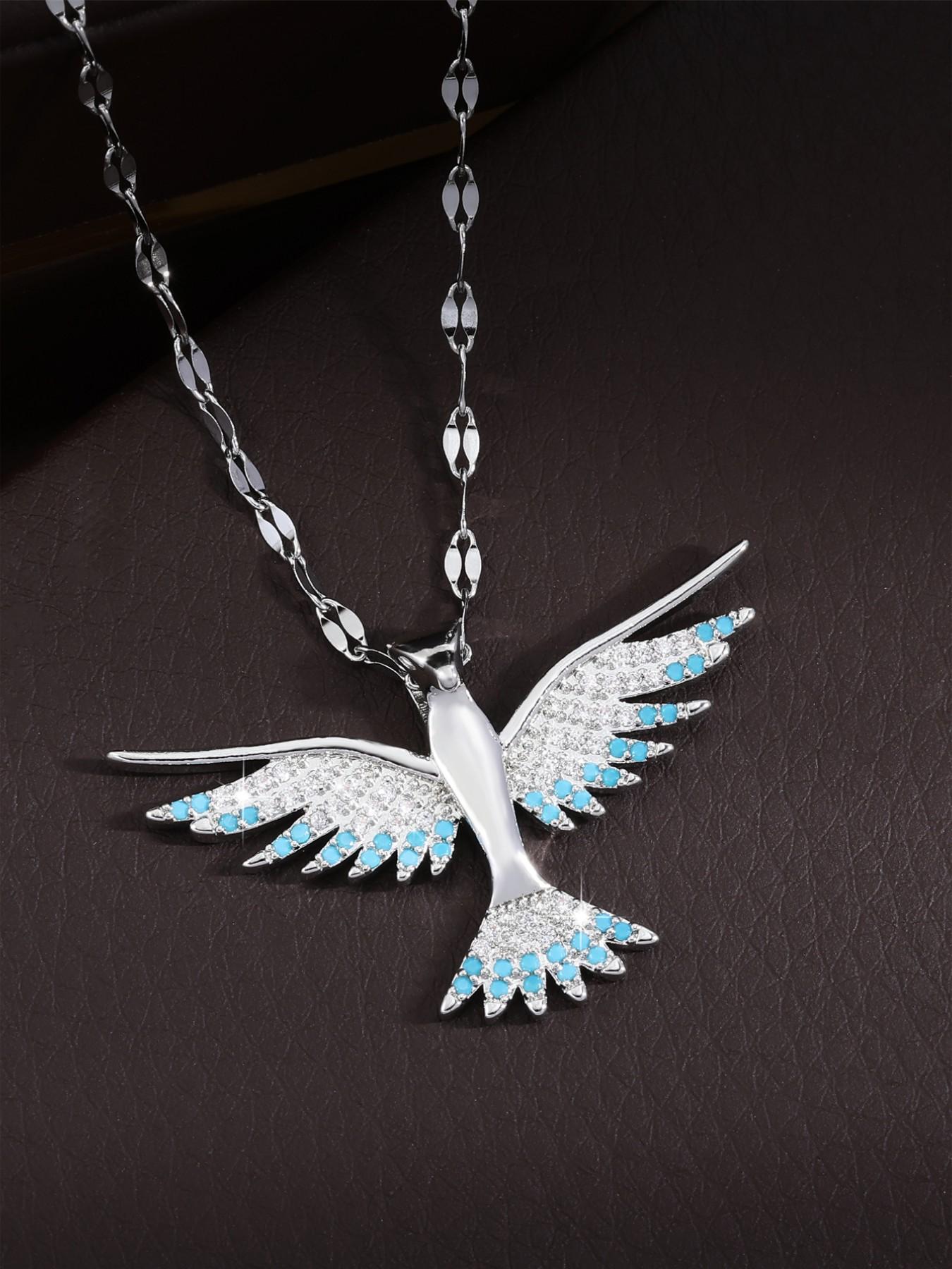 Elegant Full-Diamond Eagle Party Necklace for Women, Versatile High-End Collar Chain Jewelry, Trendy Lockbone Pendant Accessory