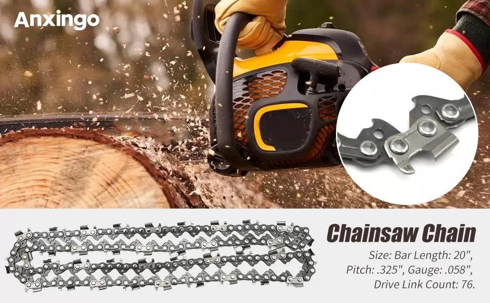 3 Pack 20 Chainsaw Chain 325 Pitch 058 Gauge 76DL Replacement for Blue Max 53543 8901 8902 Husqvarna Stihl Poulan Craftsman Chainsaws