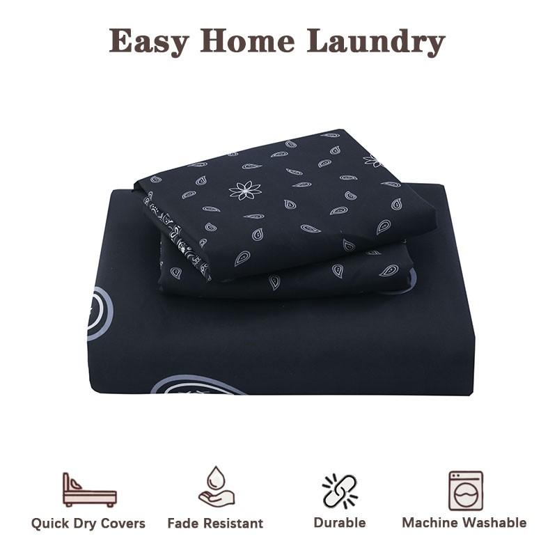 3pcs Black & White Paisley Print Bedding Set, Includes 1 Duvet Cover + 2 Pillowcases No Insert, Comfortable Sleep, Perfect Gift for Dorm Room, All Seasons