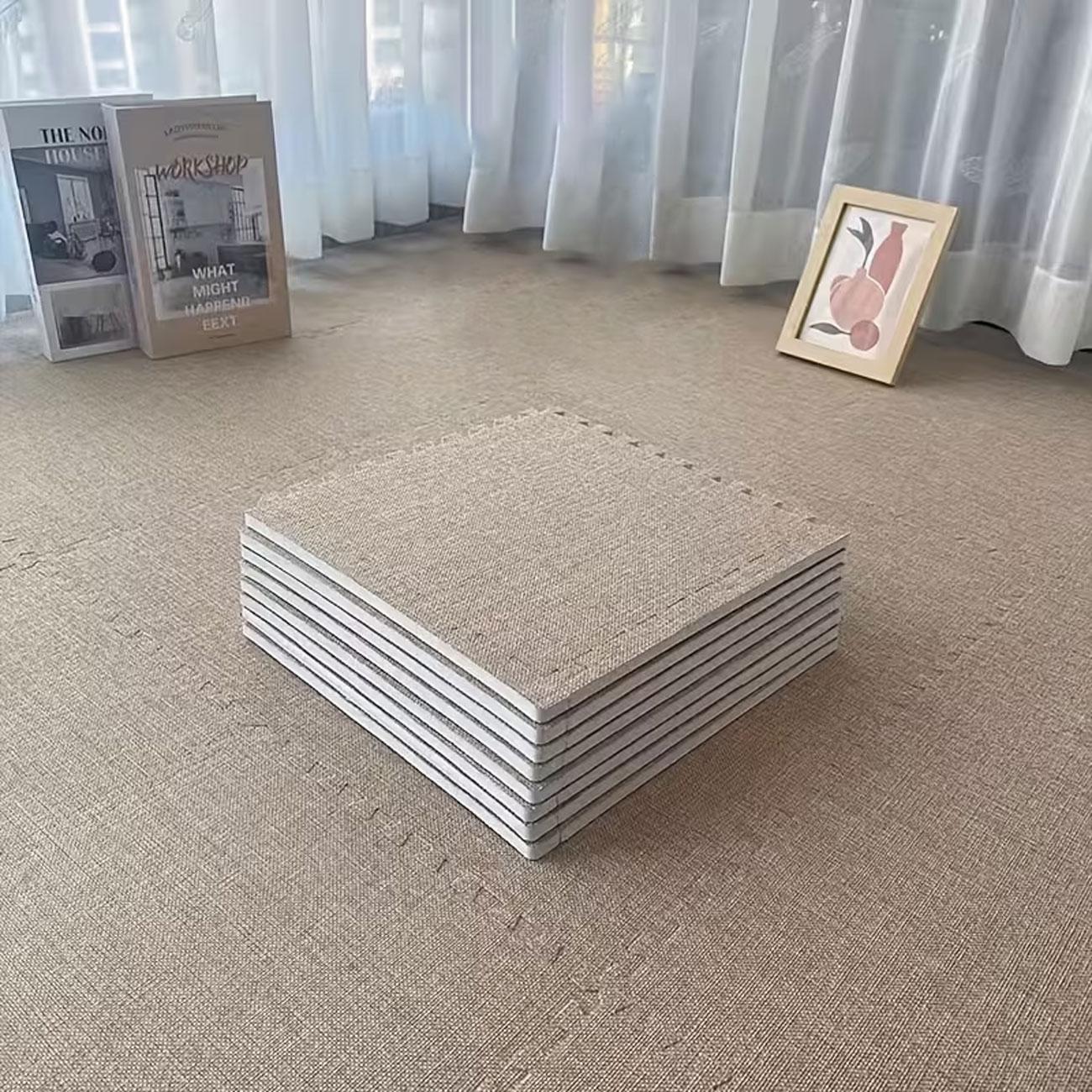 20-Piece Linen Patchwork Rug Set, Interlocking, Washable, Durable, Ideal for Bedroom, Living Room, Balcony, Office, 59.05x47.24 Inches