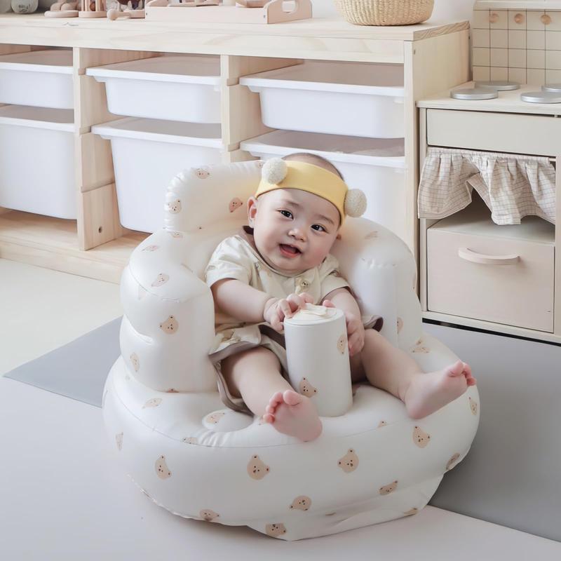 Baby Floor Chair for Sitting Up, Inflatable Baby Seat with Harness for Babies,Baby Seats for Infants, Blow Up Baby Chair with Built in Air Pump