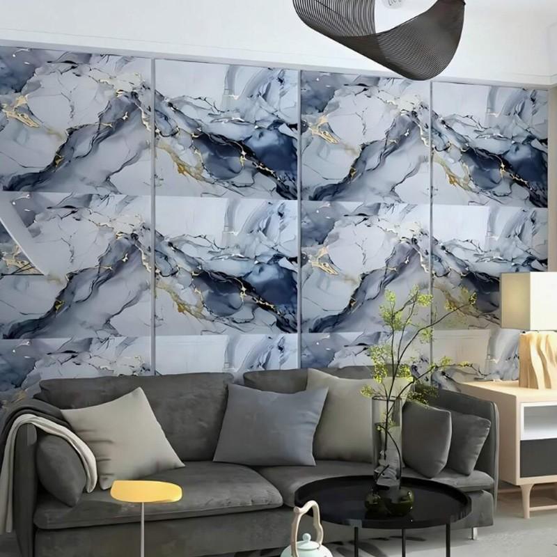 Self-Adhesive Waterproof Faux Marble Finish Marble Wall Stickers, Faux Tile Wallpaper for Renters, DIY Home Decor, Moisture Resistant, Easy Installation