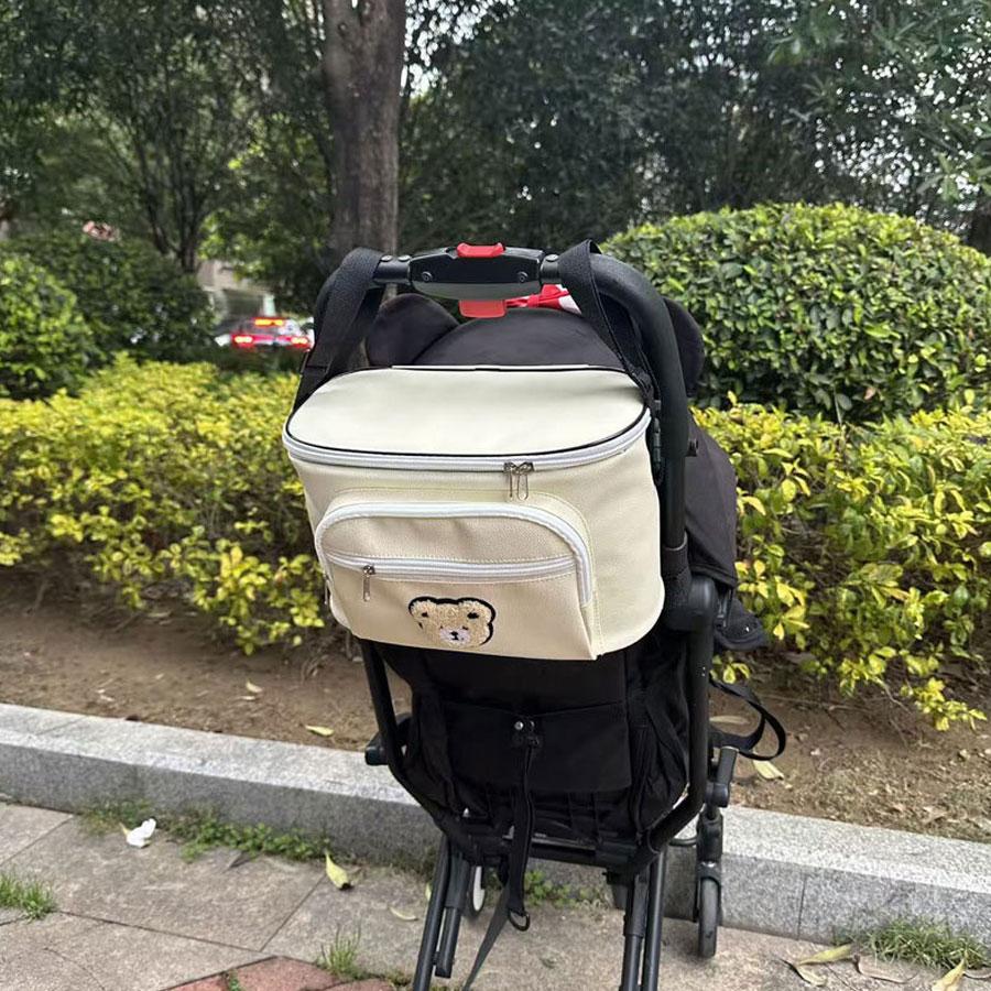 Cute Little Bear Stroller Storage Bag, Large Capacity Multi-Pocket Stroller Accessory, Convenient Baby Gear Organizer