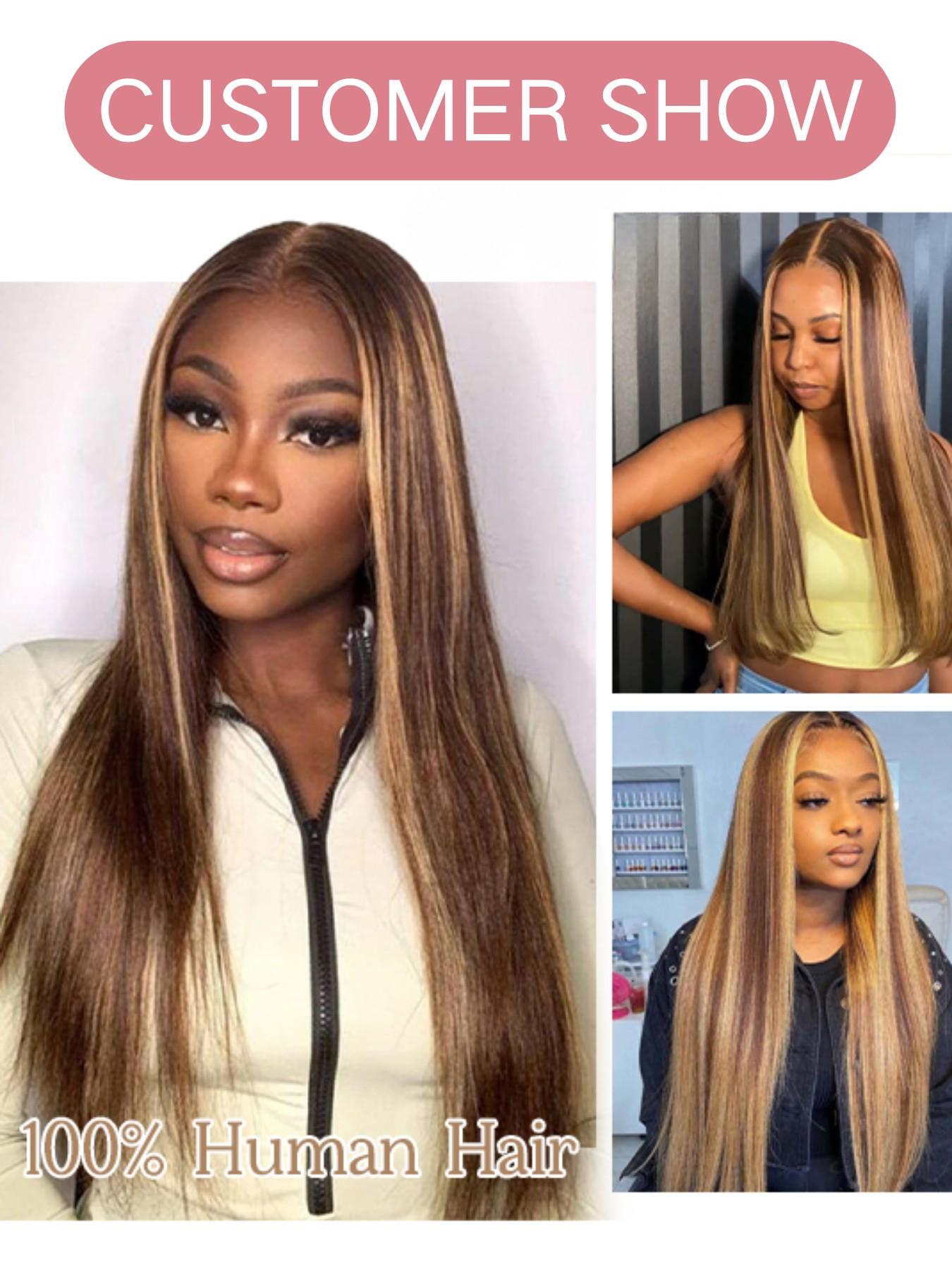 100% Human Hair Extensions, 14-24 Inches Natural Color, Invisible Clip-In Hair Pieces, Women's Hair Extension Set, Real Hair Clips, Straight Natural Hair