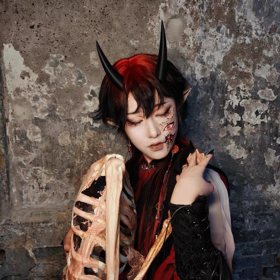 10/14/18cm Gradient Halloween Devil Horns Cosplay Horns Head Clip Headwear Cool Dark Gothic Hairwear Cosplay Props Accessories