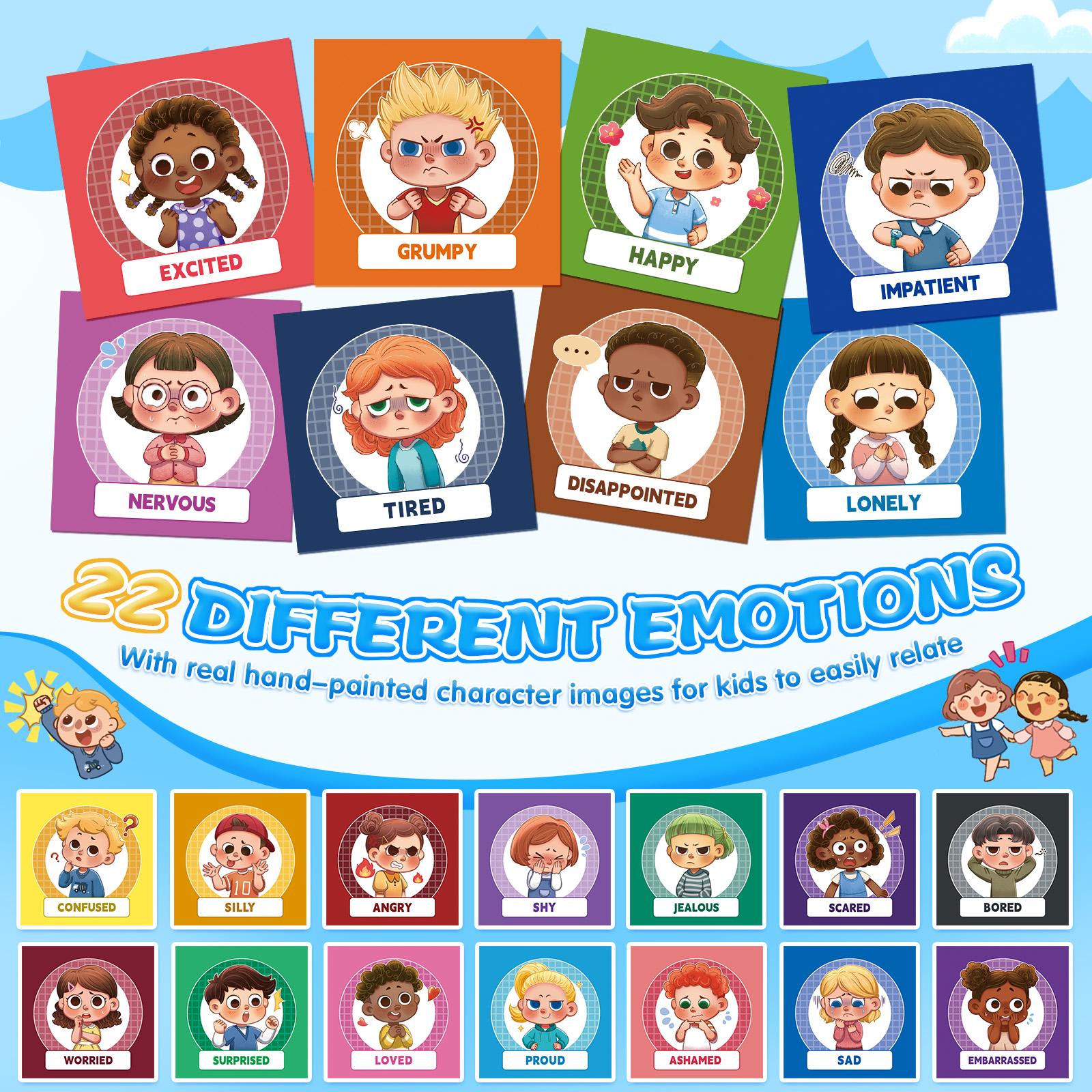 Feelings and Emotions Book for Young learners,22 Moods/Emotions,Understanding Emotions Toys,Social Emotional Flipbook,ADHD & Autism Learning Materials,Calm Down Corner Supplies,Suitable for teachers and parents