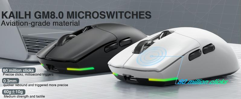 Solakaka SM800 wireless gaming mouse with 26,000 DPI, three-mode connection 2.4GHz wireless. Suitable for all FPS games. Gaming mouse with anti-slip stickers and ergonomic design FallFreshness