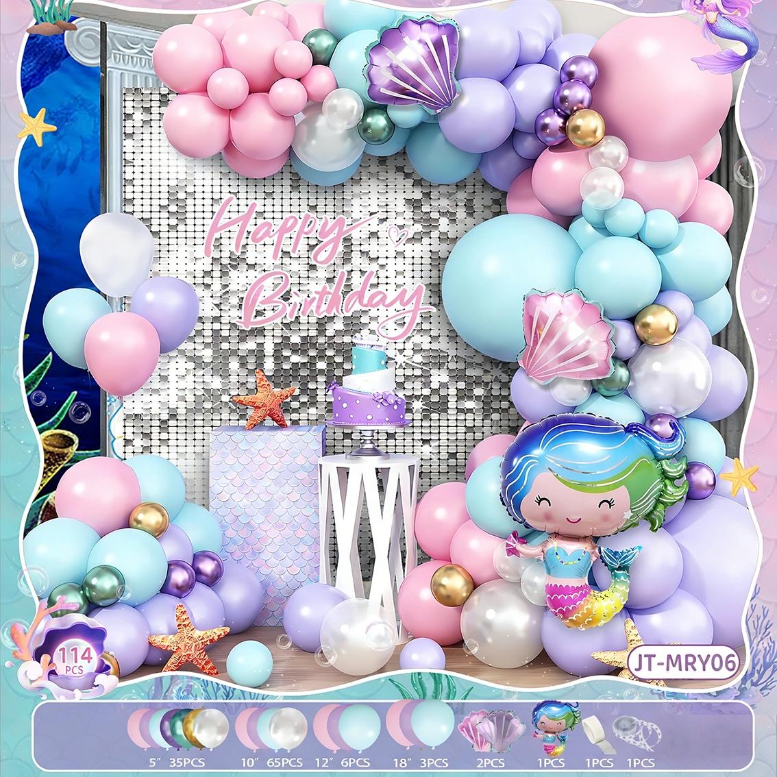 Mermaid Theme Balloon Set, Mermaid Tail Latex Balloons, Birthday Party Decorations, Ocean Style Party Props, Fun and Colorful Design