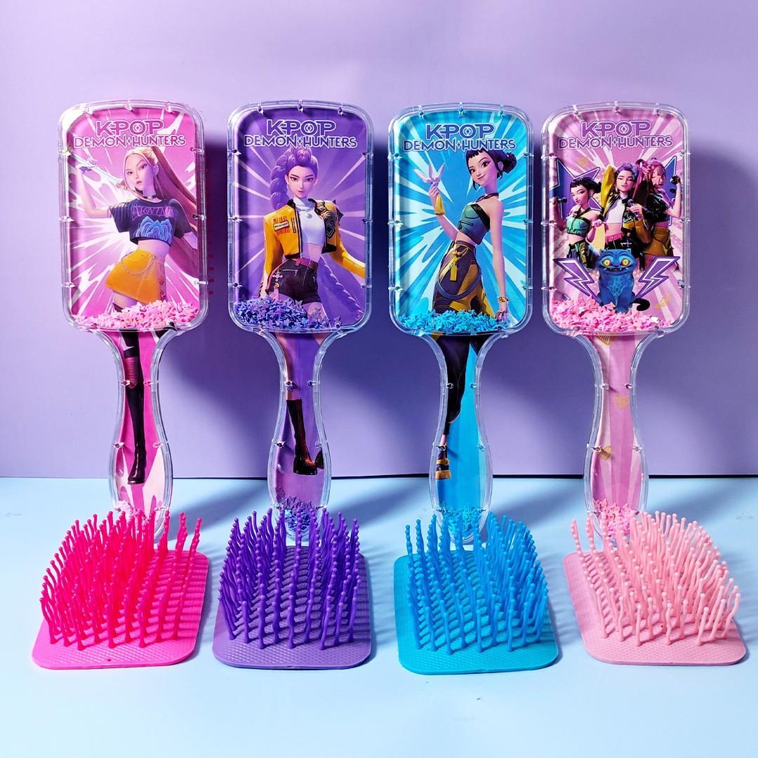 Kpop Hair Comb Square Pad Cartoon Design High-Quality Long Handle Sandfall Styling Brush Universal Hairbrush Fashion Hair Care