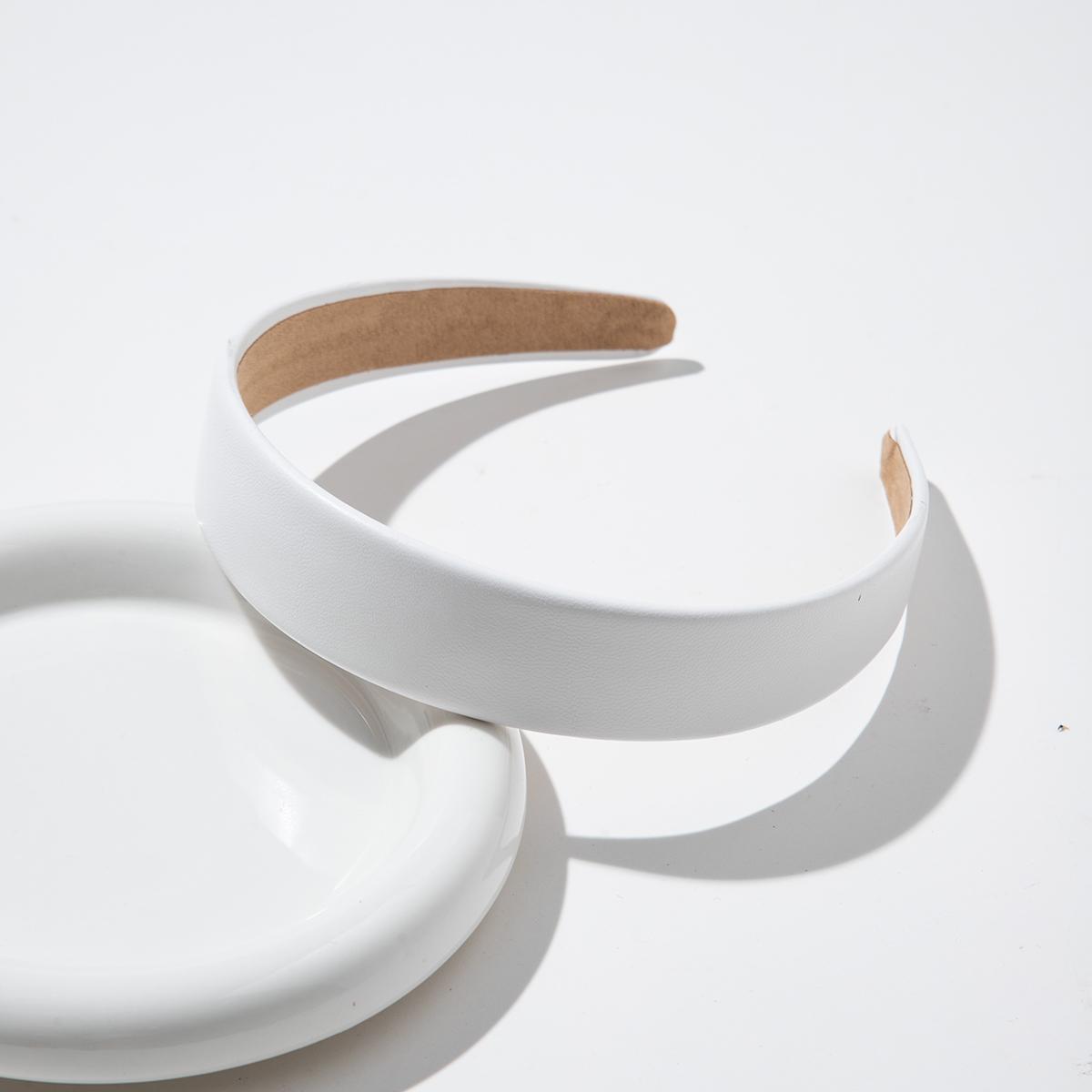 Korean Chic PU Leather Hair Hoops for Women, Solid Vintage Hair Bands with a Smooth Surface for Elegant Daily Styling, Headbands For Women, 3Cm, Round Band, Smooth Finish, 3Cm Wide, Chic Hoop, Casual, Dating