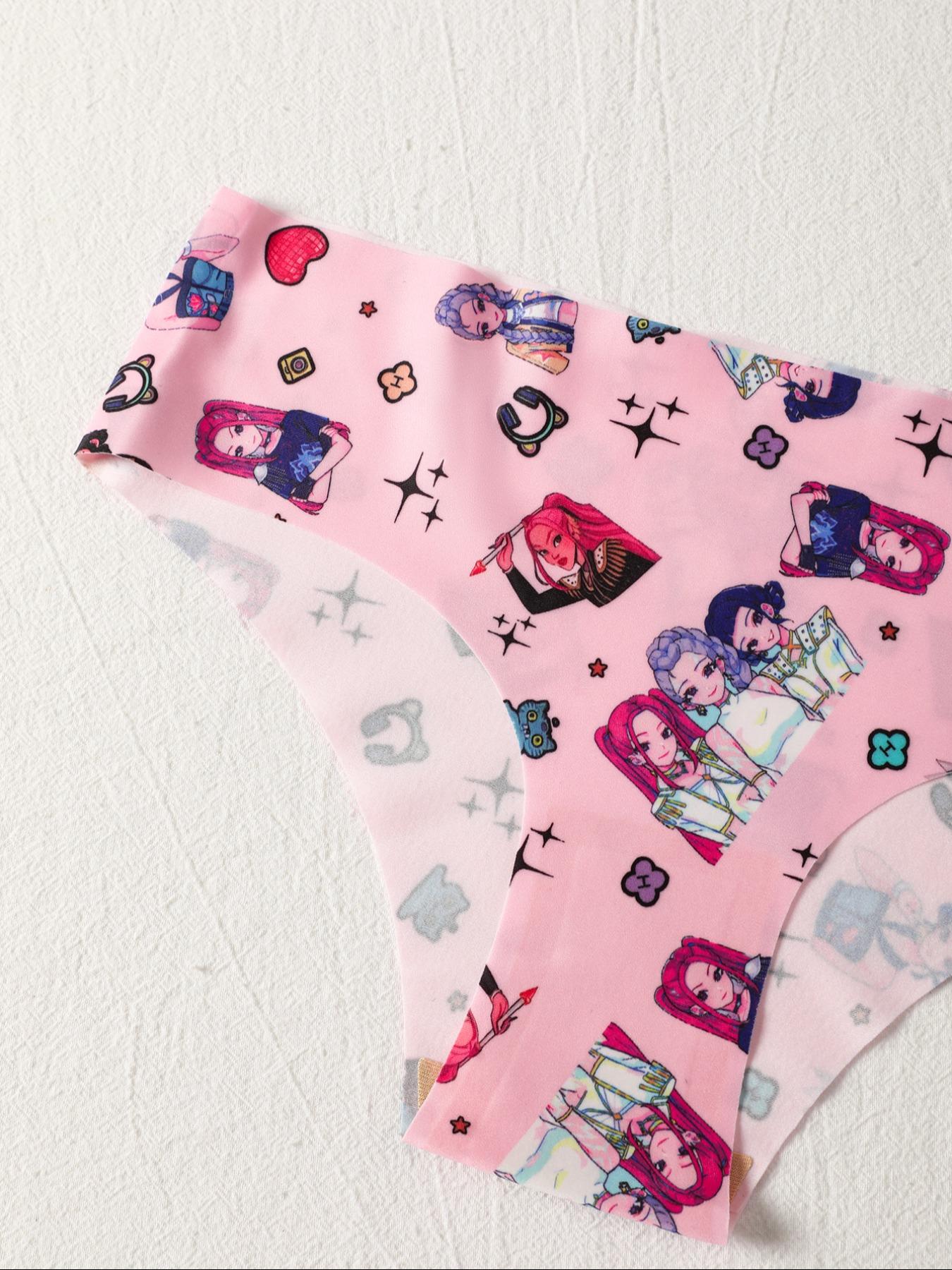 K-Pop Demon Hunter Halloween Cute & Simple Morandi Solid Color Seamless Ice Silk Triangle Underwear, Low-Waist Elastic Thin Women's Panties