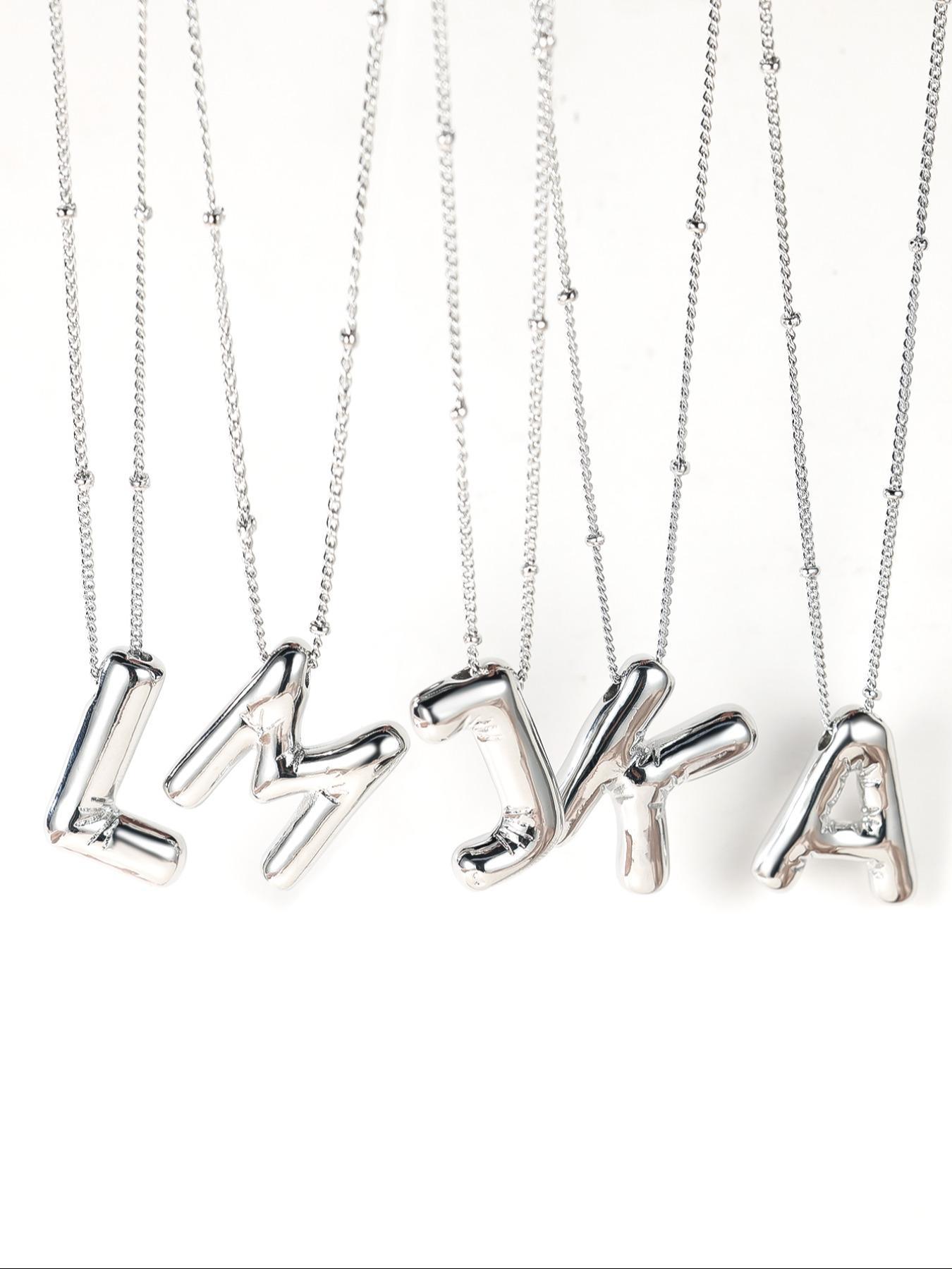 Summer Fashion Balloon Letter Charm Pendant Necklace, Fashion Bubble Letters Necklace for Party, Daily, Trendy Casual Jewelry, Initial Daily Wear Necklace, Custom Initial Necklace, Fashion Cool Accessories