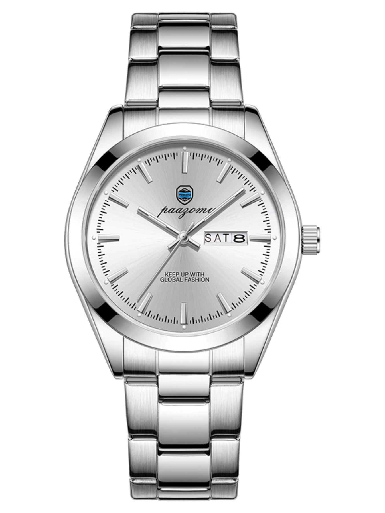 Paazomu Men's Business Watch, Stainless Steel, Interchangeable Straps, Ultra Thin, Japanese Quartz Movement, 1 Set, Men's Watch, Reloj Hombre