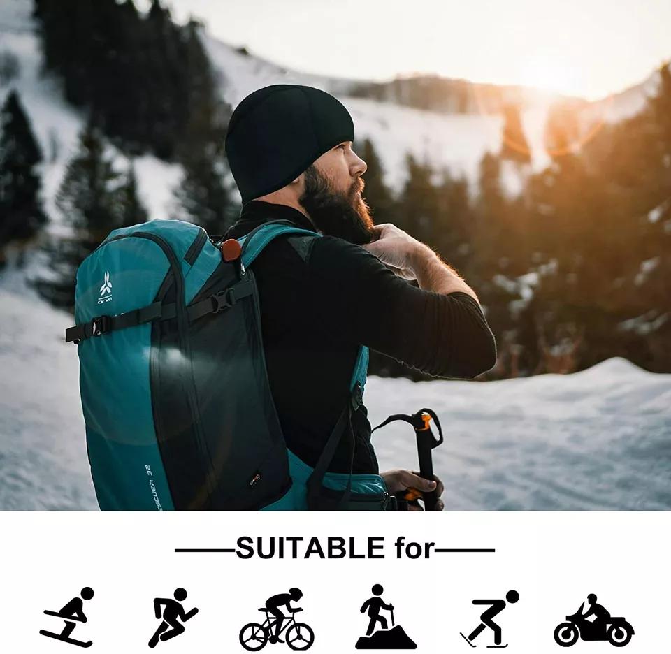 RROCKBROS Skull Cap Men's Winter Cycling Cap Windproof Warm Fleece Thermal Hat Helmet Liner Caps Black for Hiking Skiing Riding RROCKBROS Skull Cap Men's Winter Cycling Cap Windproof Warm Fleece Thermal Hat Helmet Liner Caps Black for Hiking Skiing Riding