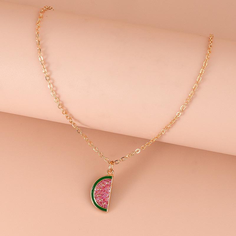 Summer Style Watermelon Pendant Necklace - Fashionably Simple, Versatile and Cute Necklace