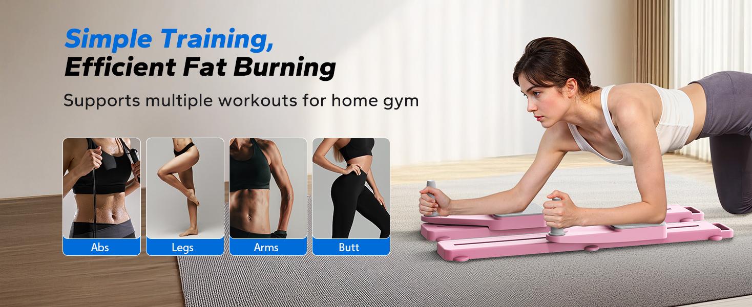 Merach Multi-functional Ab Exercise Board, Foldable Home Pilates Reformer with Knee Mat, Timer and Resistance Bands, Abs Workout Equipment for Abdominal & Core Strength Training