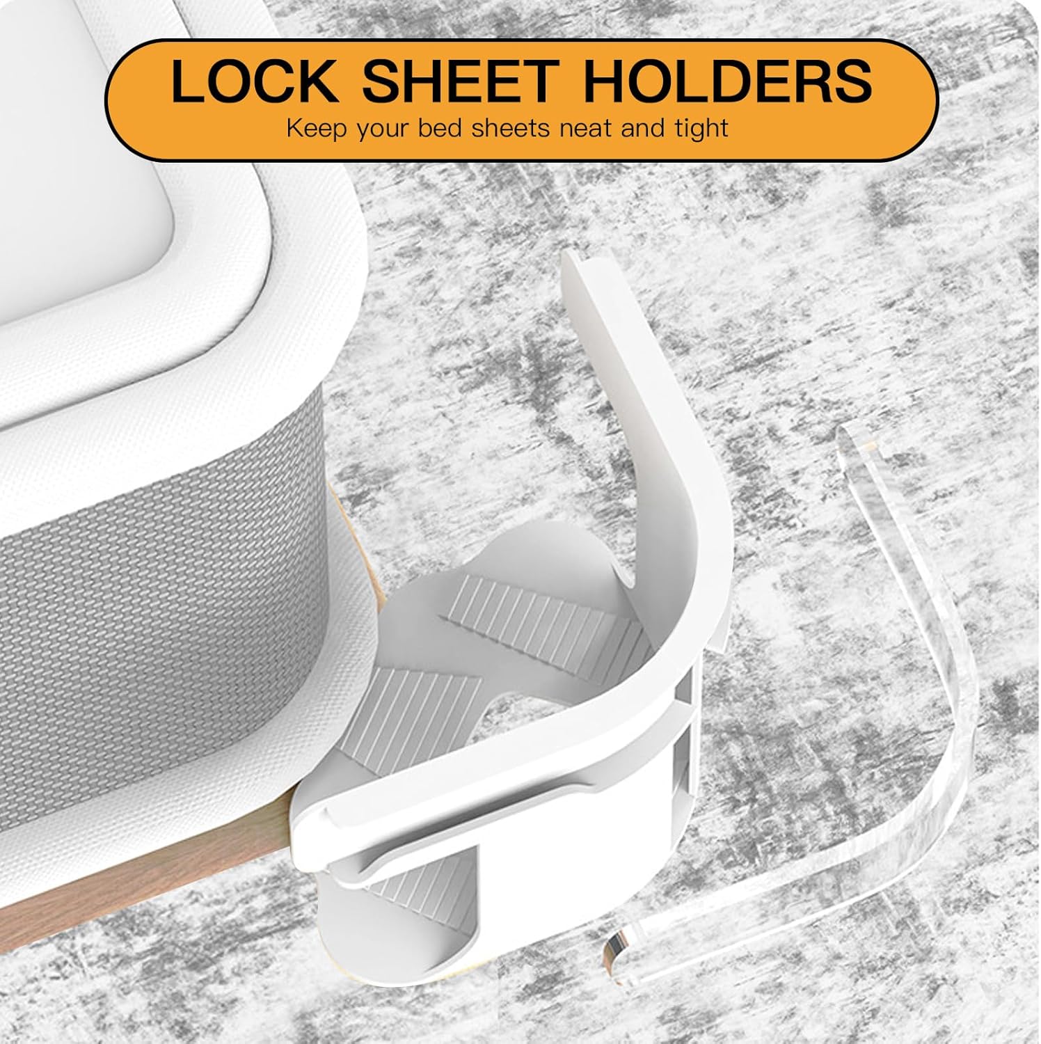 Bed Sheet Holder with Locking Clips, Corner Fitted for All Mattress Sizes Bedsheet Clip Durable Bedding Accessories/ Lock Sheet Holders Keep Sheets Tight Heavy Duty Bed Sheet Holder