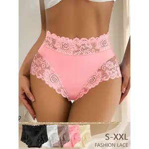 QUASTI Women’s 5-Pack Mid Rise Lace Panties Soft Stretch Breathable Floral Lace Underwear Flattering Comfortable Everyday Briefs S-XXL