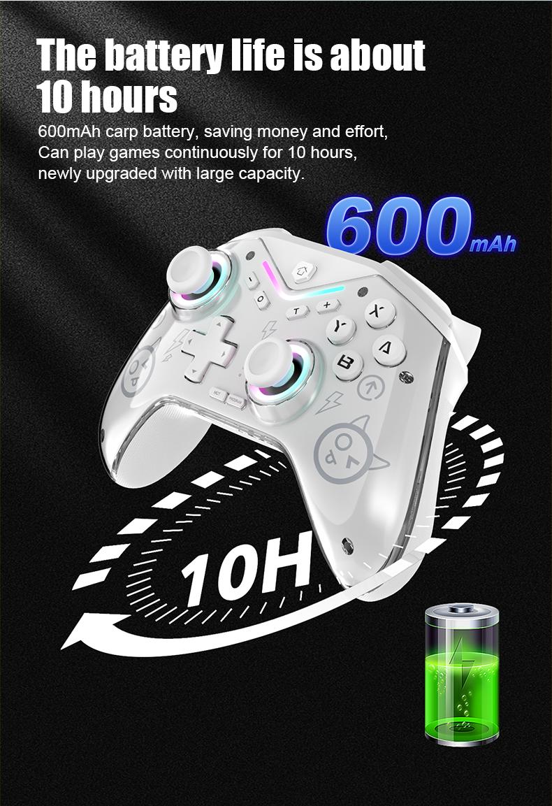 CM619 Game controller supports IOS/Android/PC/Switch dual motor wireless controller with dazzling light Console Smartphone Console Smartphone Black gamers gift