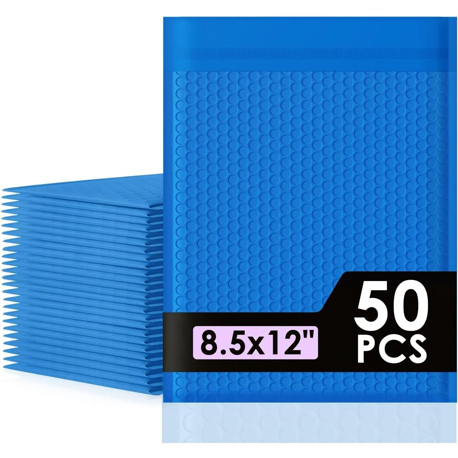 Bubble Mailers 8.5x12" 50 Pack Blue Padded Envelopes, Waterproof Self-Seal Opaque Padded Mailers with 8.5x11 Usable Size for Small Businesses, #2 Envelope Mailers