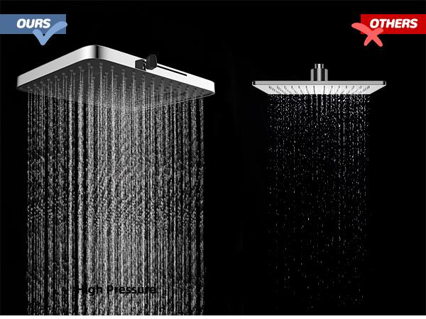 Hibbent Upgraded 13'' Shower Head Combo, High Pressure 5-spray Rainfall Showerhead, Stainless Steel 4 Modes Handheld Spray, All Metal 4-way Diverter Valve, Extension Arm, 71'' Hose and Holder, Chrome