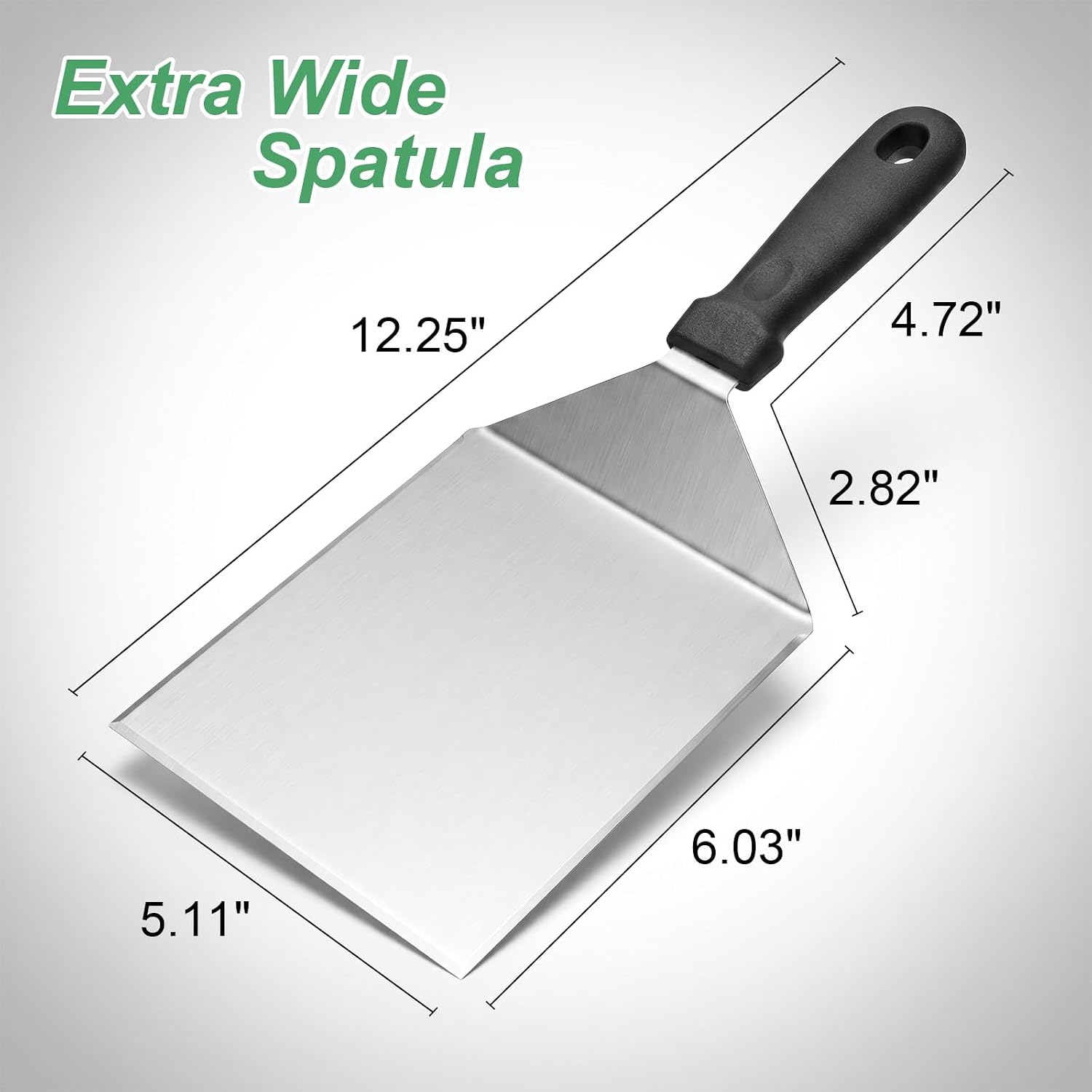 Extra Wide Metal Smash Burger Spatula with Beveled Edges 6 x 5inches | Heavy Duty Stainless Steel Large Metal Spatula for Grill, Griddle, Pizza, Fish, Meat, Pancake Flipper Turner, Dishwasher Safe
