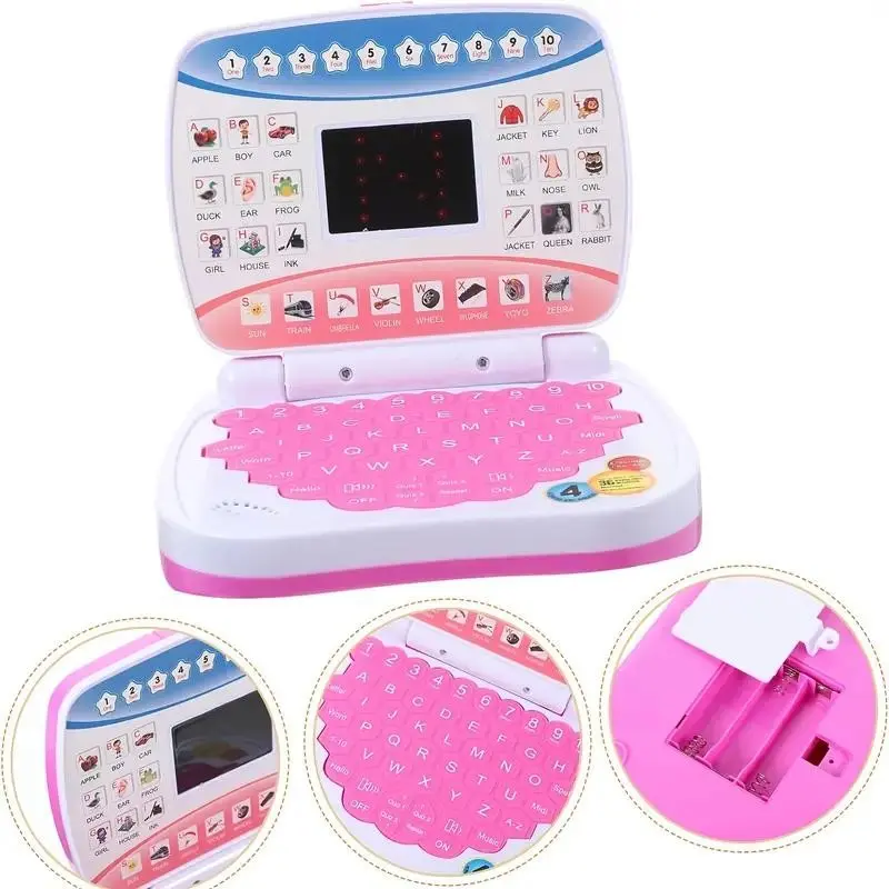 Mini Portable Electronic Learning Laptop Toy, Multi-Function English Alphabet Number Music Educational Toy for Kids 3+, Batteries Sold Separately (3 AA Needed), Christmas Holiday Present for Boys & Girls
