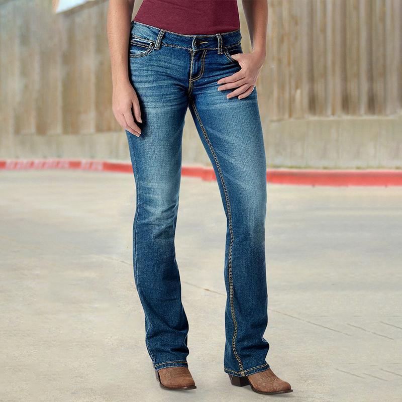 MIDIROSS Low Rise Embroidered Pocket Jeans for Women – Trendy Retro Denim Pants