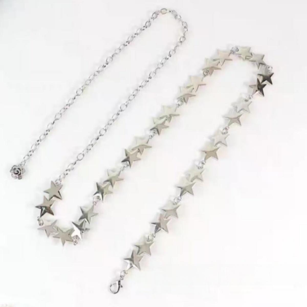 Adjustable Star Metal Chain Waist Belt, Rose Tail Design, Punk Style Fashion Accessory, Unique Hip-Hop Decorative Waistband