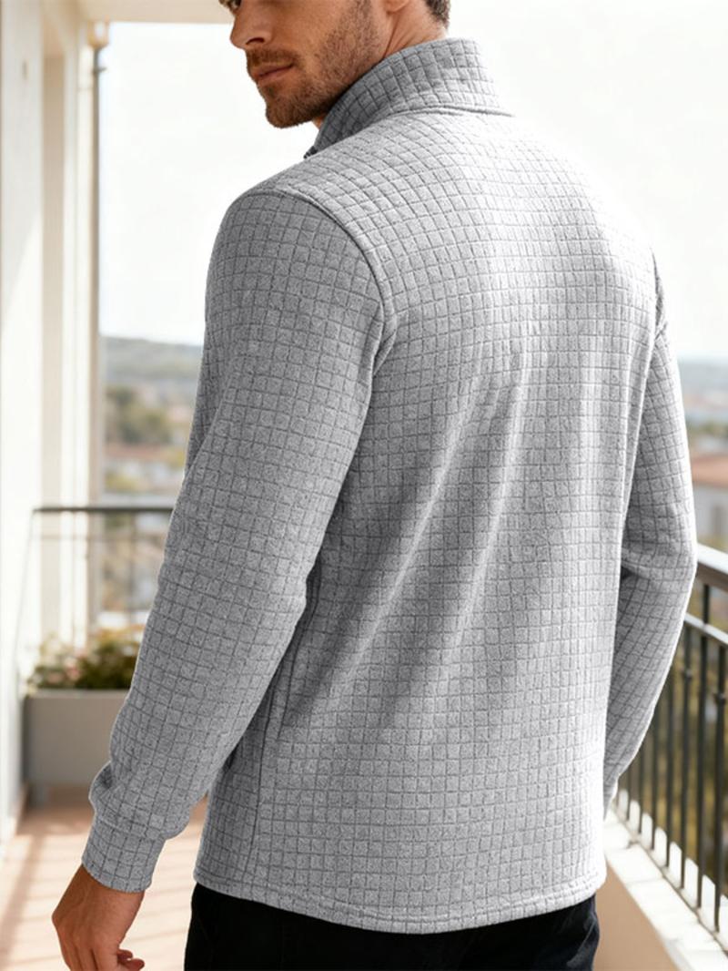 Men's Fall Winter Half-Zip Stand Collar Sweatshirt, Casual Loose-Fitting Long Sleeve Knitwear, Daily Commute Outdoor Leisure Wear